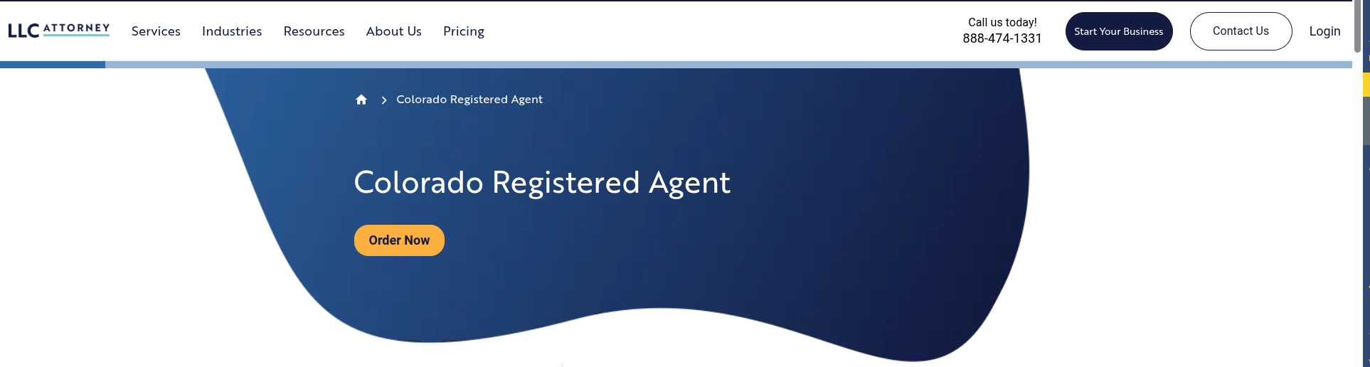 Screenshot of the LLC Attorney Colorado Registered Agent page, October 2025